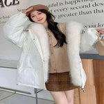 2024 New Winter Women Puffer Jacket Loose Warm Parkas Fur Hooded Cotton Padded Coat Women Outwear.