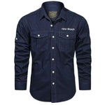 MensFashionStyleStore 67001 Dark Blue / M FOR 155 CM 55KG CARGO LONG SLEEVE SHIRT