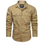 MensFashionStyleStore 67001 Khaki / M FOR 155 CM 55KG CARGO LONG SLEEVE SHIRT