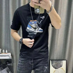 men tops- T Shirt for Men Black Man Tee Shirts Slim Fit Streetwear.