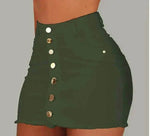ladies mini skirts - Women's Clothing Skirts 2025 new casual fashion high waist solid color hip hugging short skirt denim single breasted half skirt.