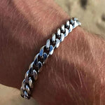 MensFashionStyleStore black color / Width 7mm CUBAN CHAIN BRACELET