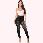 Men's Fashion Style Store Black 2 / L HOLE Denim Women 2024 High Waist Ripped Jeans for Women Skinny Black Pockets Jeans Woman Elastic Slim Jean Female Femme Pants