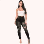 HOLE Denim Women 2024 High Waist Ripped Jeans for Women Skinny Black Pockets Jeans Woman Elastic Slim Jean Female Femme Pants.