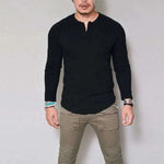 MensFashionStyleStore Black / M LONG SLEEVE V-NECK COTTON T-SHIRT