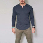 MensFashionStyleStore Gray / M LONG SLEEVE V-NECK COTTON T-SHIRT