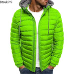 Men's Fashion Style Store New Autumn Winter Men's Parkas Solid Hooded Cotton Coat Jacket Casual Warm Clothes Mens Overcoat Streetwear Puffer Jacket Male