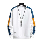 MensFashionStyleStore White / M PATCHWORK O-NECK SWEATSHIRT