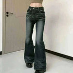 Women's High Waisted Jeans Wide Flare Leg Denim Pants Y2K Patterned Baggy Flared Hem Stretch Bell Bottom Trousers Streetwear.
