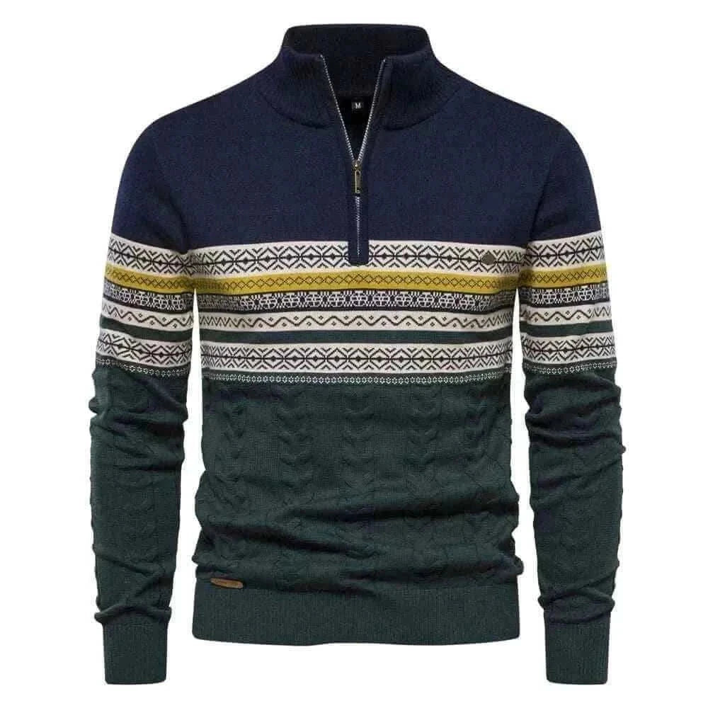 2023 New Autumn High Quality Zipper Pullers Men Warm Winter Cotton Sweaters for Men Ethnic Patterns Casual Mens Sweater.