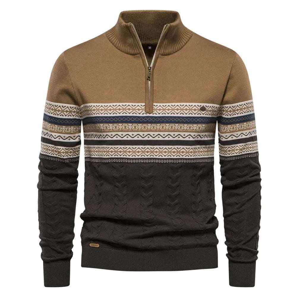 2023 New Autumn High Quality Zipper Pullers Men Warm Winter Cotton Sweaters for Men Ethnic Patterns Casual Mens Sweater.
