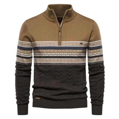 2023 New Autumn High Quality Zipper Pullers Men Warm Winter Cotton Sweaters for Men Ethnic Patterns Casual Mens Sweater.
