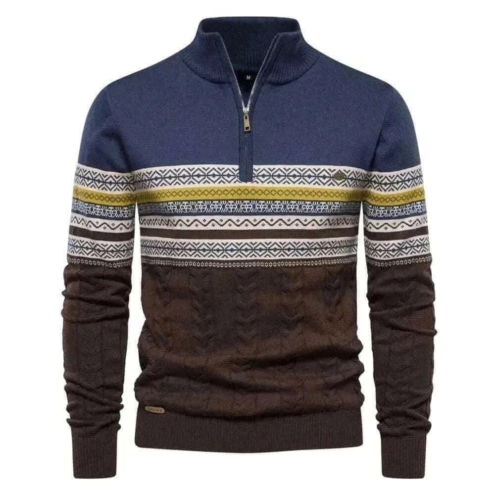 2023 New Autumn High Quality Zipper Pullers Men Warm Winter Cotton Sweaters for Men Ethnic Patterns Casual Mens Sweater.