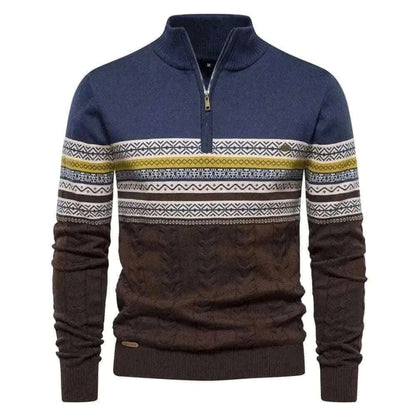 2023 New Autumn High Quality Zipper Pullers Men Warm Winter Cotton Sweaters for Men Ethnic Patterns Casual Mens Sweater.
