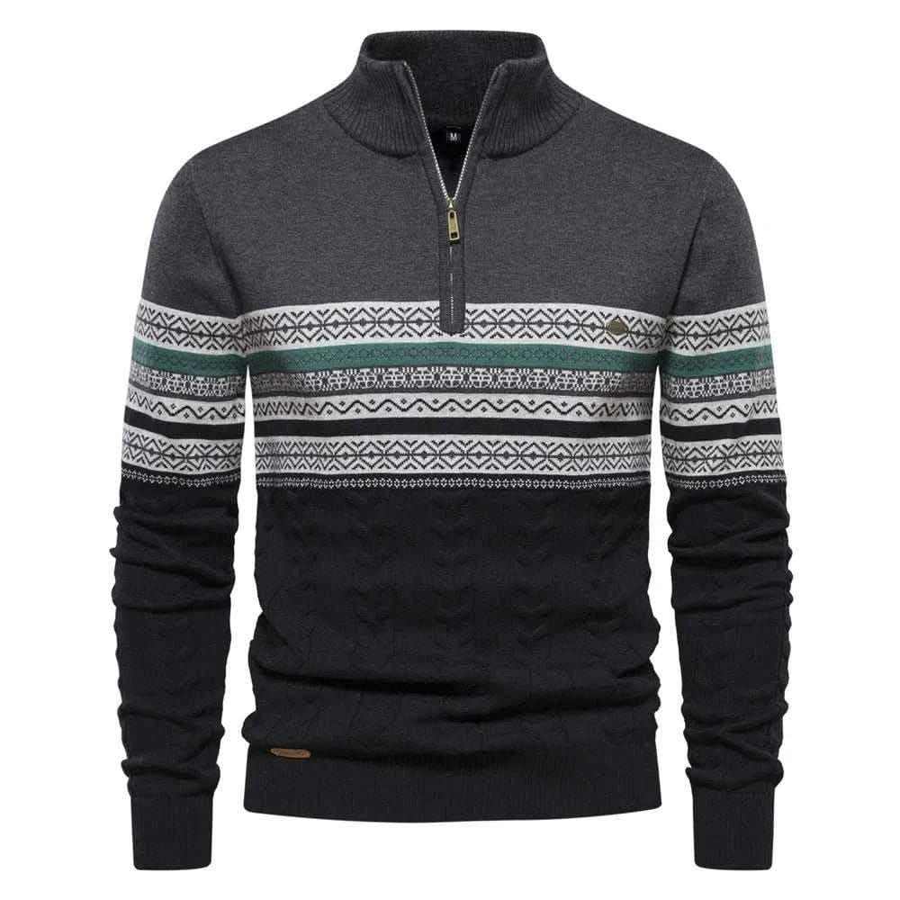 2023 New Autumn High Quality Zipper Pullers Men Warm Winter Cotton Sweaters for Men Ethnic Patterns Casual Mens Sweater.