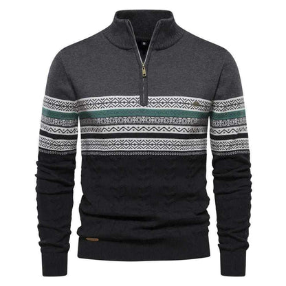 2023 New Autumn High Quality Zipper Pullers Men Warm Winter Cotton Sweaters for Men Ethnic Patterns Casual Mens Sweater.