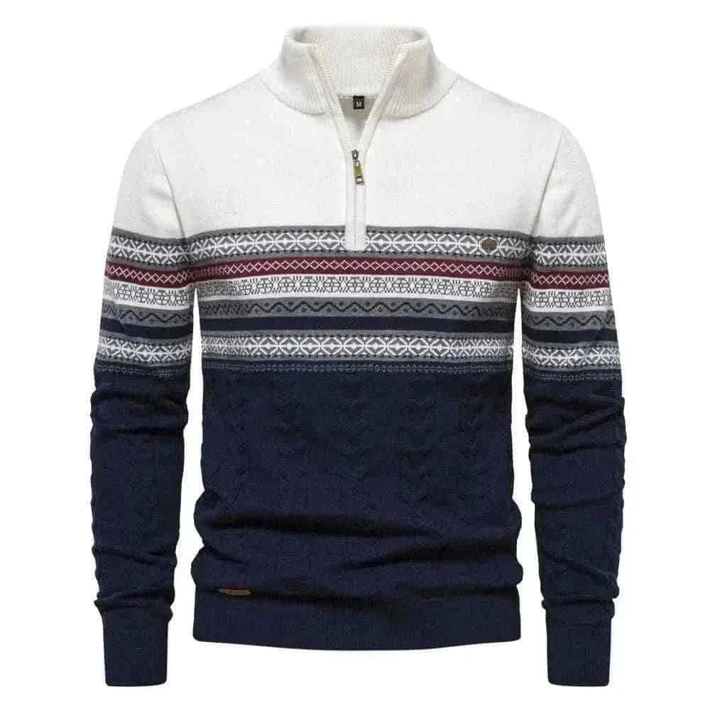 2023 New Autumn High Quality Zipper Pullers Men Warm Winter Cotton Sweaters for Men Ethnic Patterns Casual Mens Sweater.