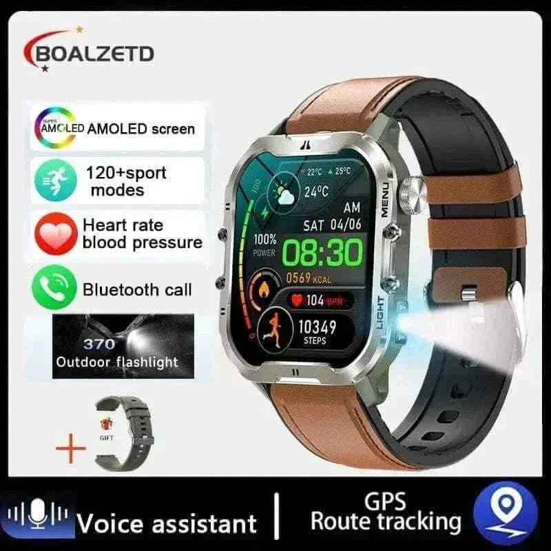 New For Xiaomi Military Smart Watch Men Outdoor Sports Flashlight Fitness Watches Health Monitor 1.96" BT Call Smartwatch.