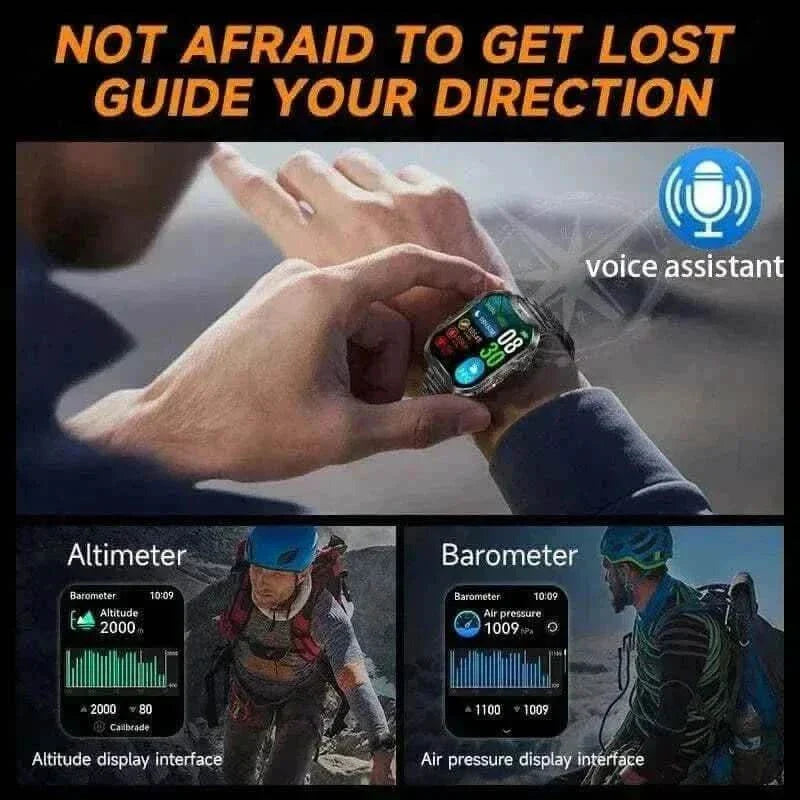 LuxuNew For Xiaomi Military Smart Watch Men Outdoor Sports Flashlight Fitness Watches Health Monitor 1.96" BT Call Smartwatch.