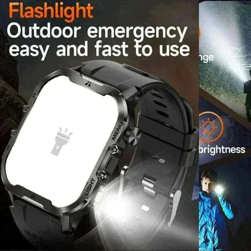 New For Xiaomi Military Smart Watch Men Outdoor Sports Flashlight Fitness Watches Health Monitor 1.96" BT Call Smartwatch.