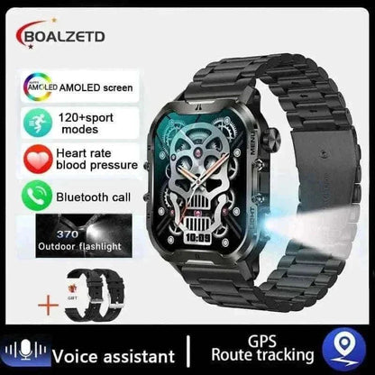 New For Xiaomi Military Smart Watch Men Outdoor Sports Flashlight Fitness Watches Health Monitor 1.96" BT Call Smartwatch.