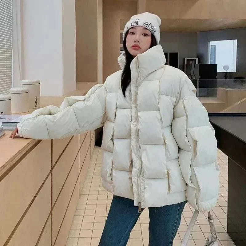  Men's Fashion Style Store Off white / L 2024 New Snow Wear Coat Women Parkas Down Cotton Jacket Warm Female Casual Loose Winter Jackets Padded Puffer Parka Outerwear