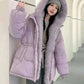  Men's Fashion Style Store 2024 New Winter Women Puffer Jacket Loose Warm Parkas Fur Hooded Cotton Padded Coat Women Outwear