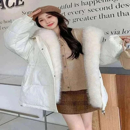 2024 New Winter Women Puffer Jacket Loose Warm Parkas Fur Hooded Cotton Padded Coat Women Outwear.