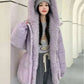  Men's Fashion Style Store Lavender / S 2024 New Winter Women Puffer Jacket Loose Warm Parkas Fur Hooded Cotton Padded Coat Women Outwear