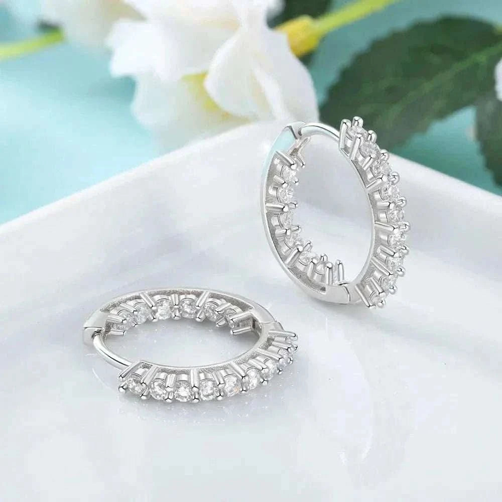  Men's Fashion Style Store Trendy 925 Sterling Silver Hoop Earrings for Women Sparkling Cubic Zirconia Wedding Jewelry Gift for Girls (JewelOra EA101739)