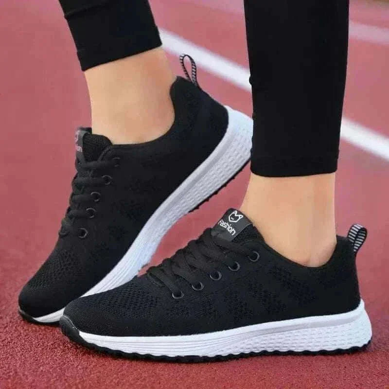 Women in Black Red Sneakers , Women Casual Shoes 
