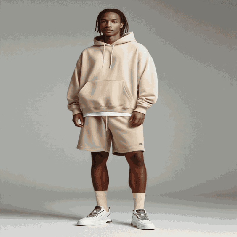 Model Wearing  Outdoor Wild Men's White Sneakers High End Fashion