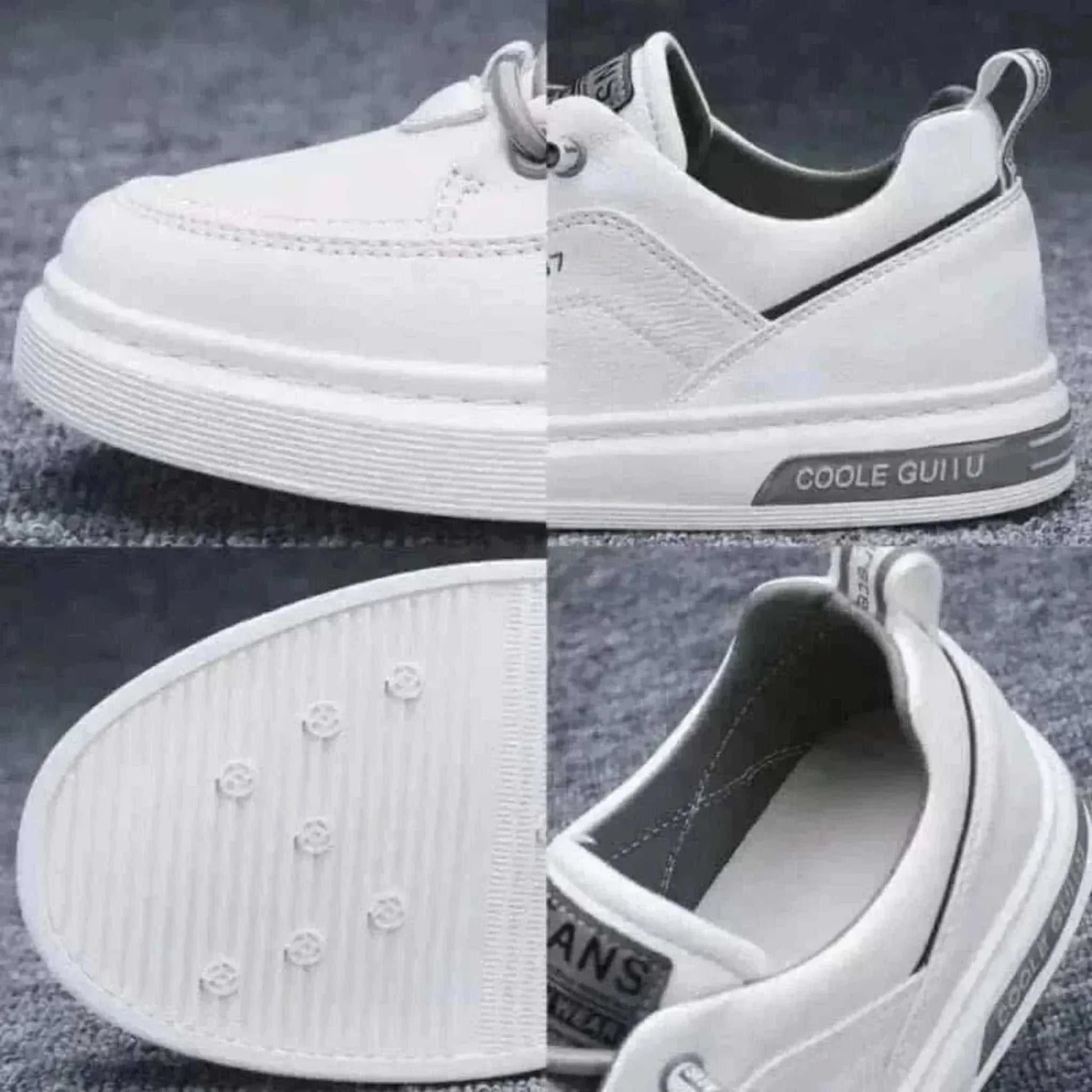  Outdoor Wild Men's White Sneakers High End Fashion front & back view