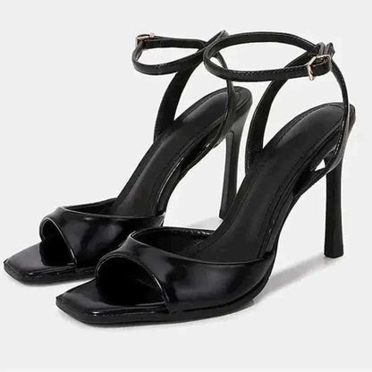 Heels- Elegant Ankle Strap High Heels Ladies Square Toe Fashion Party Dress Shoes Office Hollow Sexy Designer Brand Sandals Women Pumps.