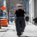 Model Pose in Fashion Off Shoulder Black Office Ladies Top