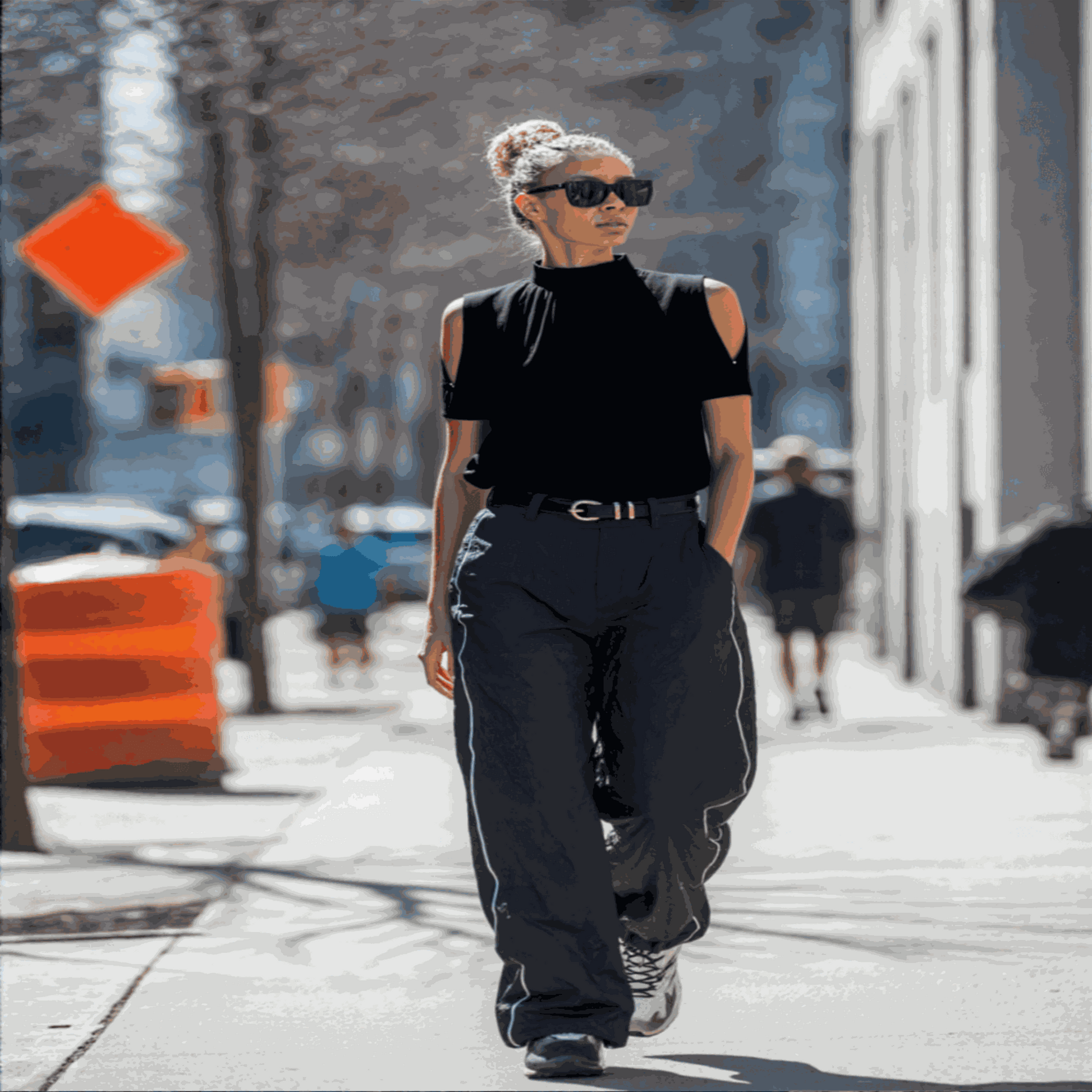 Model Pose in Fashion Off Shoulder Black Office Ladies Top