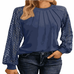 Women's Round Neck Lantern Long Casual Top, Going Out Tops 