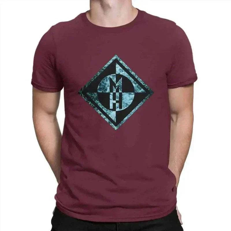 Machine Head Burgundy T Shirts for Men in Cotton Fabric, summer t-shirt for men