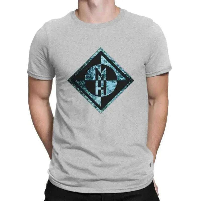 Machine Head Gray T Shirts for Men in Cotton Fabric, summer t-shirt for men