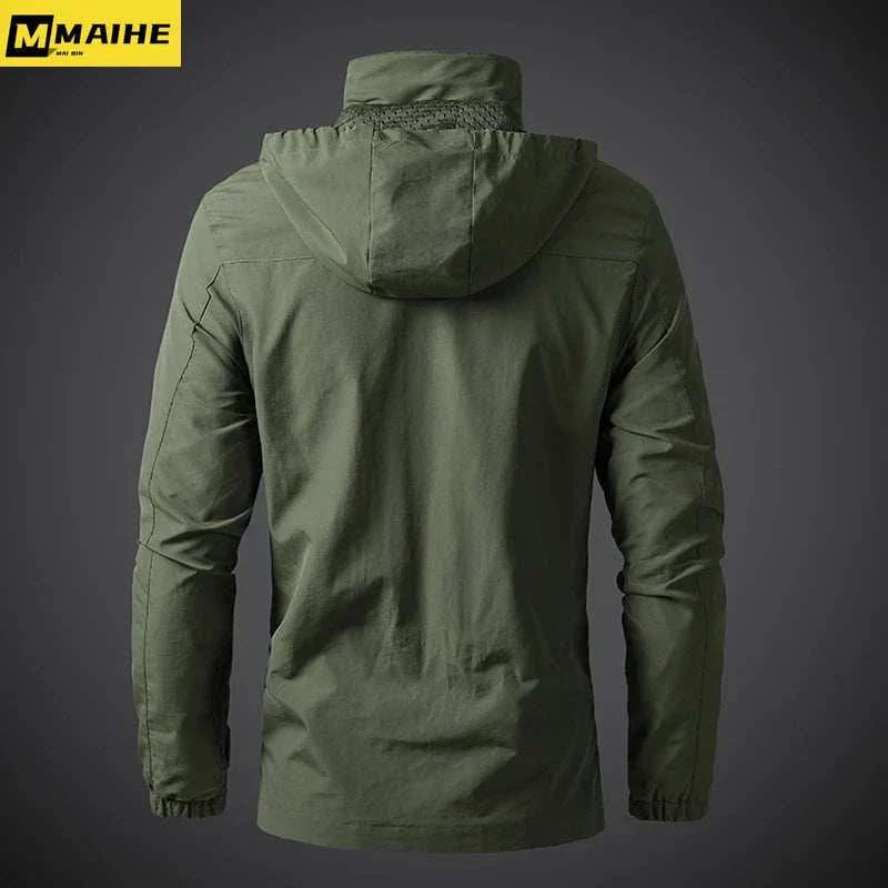 Mens Khaki Windbreaker Jackets Back View , Buy Winter Jackets