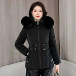 Women Parkas Fashion Warm Cotton Black Padded Coat