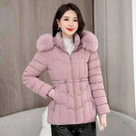 Women Parkas Fashion Warm Cotton Pink Padded Coat , 