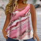Plus Size Marble Print Tank Top Casual Criss Cross Sleeveless V Neck Top .ladies summer tops uk