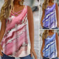 Plus Size Marble Print Tank Top Casual Criss Cross Sleeveless V Neck Top .ladies summer tops uk