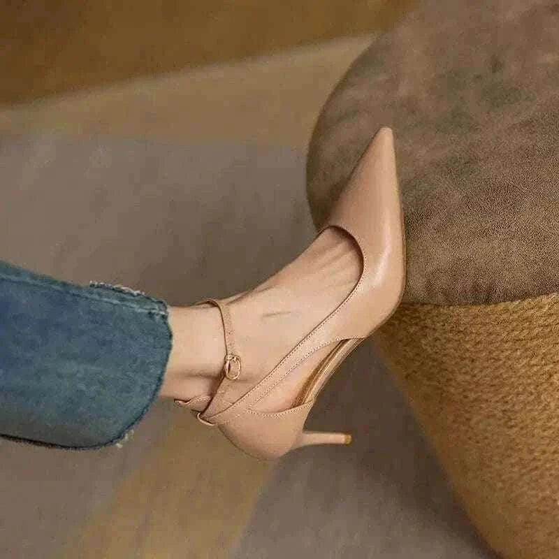Heels- Heels Women 2025 Spring Solid Colors Pointed Medium Heels Fashion Elegant  Casual Shoes Party Sandals Pumps Talon Zapatos.