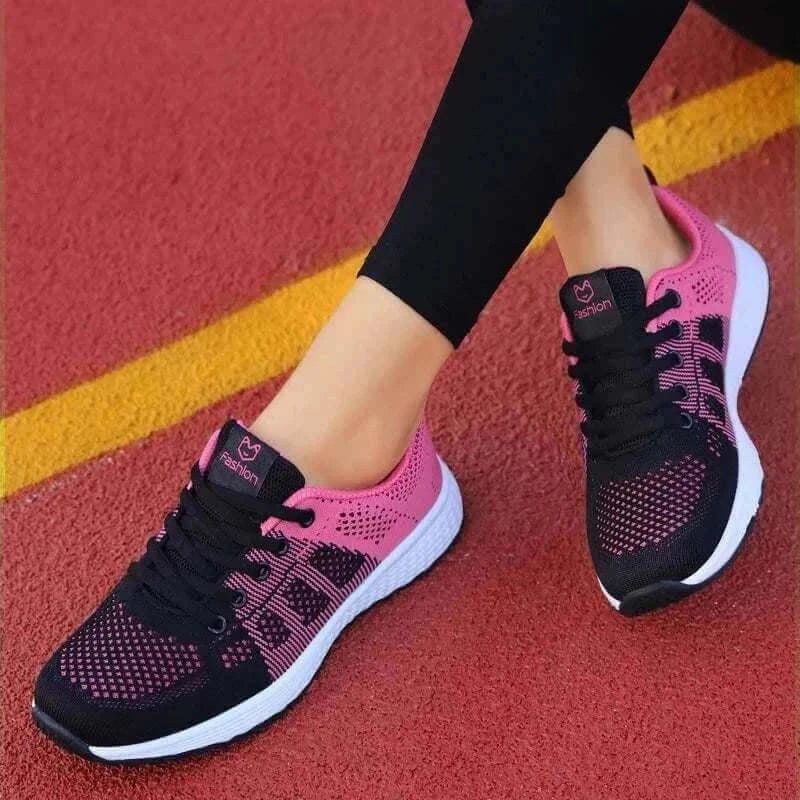 Women Casual Shoes - Breathable Walking Mesh Lace Up Platform.