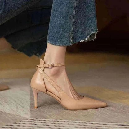 Heels- Heels Women 2025 Spring Solid Colors Pointed Medium Heels Fashion Elegant  Casual Shoes Party Sandals Pumps Talon Zapatos.