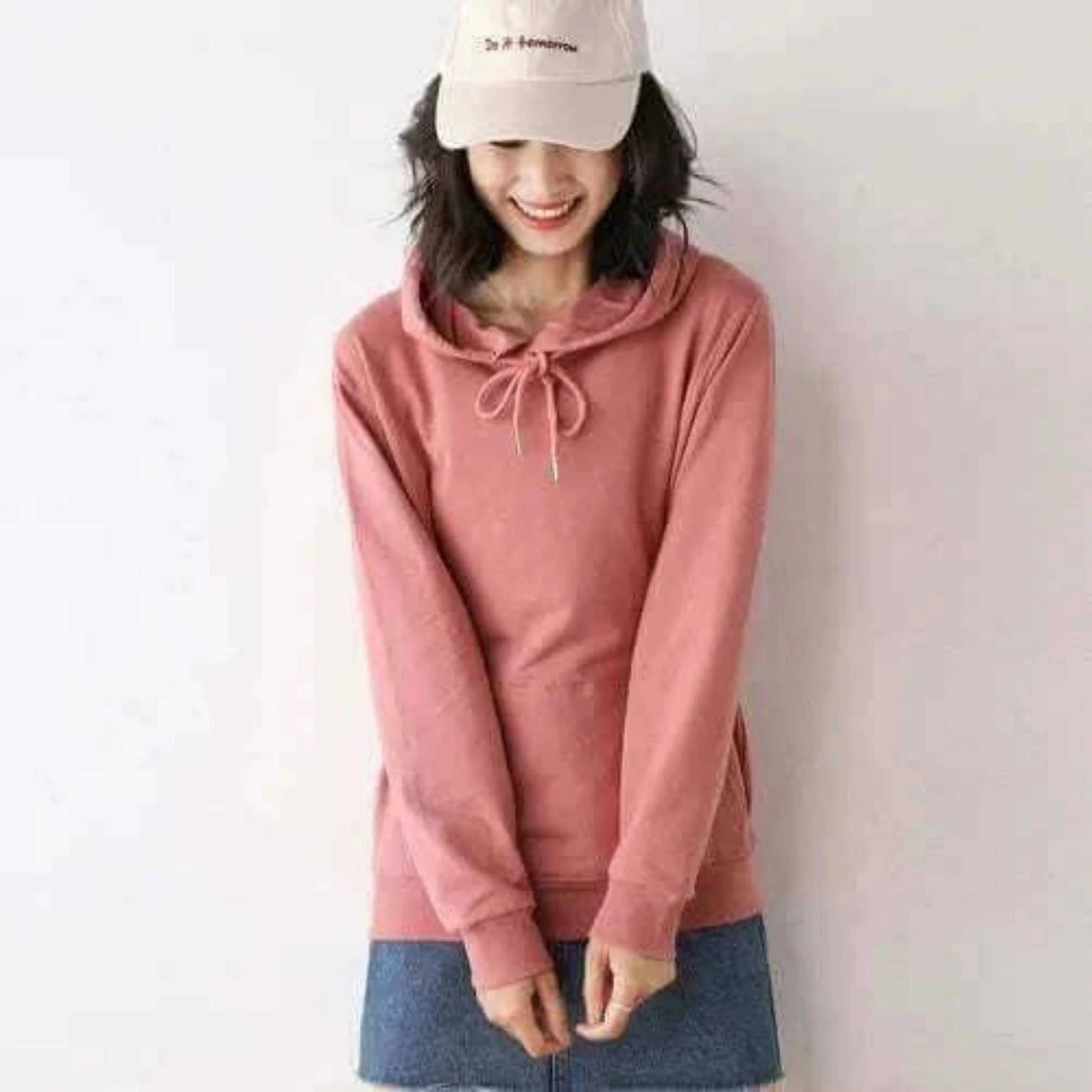 Ladies Hoodies-Women Hoodies 100% Cotton Spring Autumn Loose Long Sleeve.
