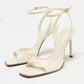Heels- Elegant Ankle Strap High Heels Ladies Square Toe Fashion Party Dress Shoes Office Hollow Sexy Designer Brand Sandals Women Pumps.