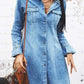 Informal Dresses - Women Denim Dress Long Sleeve Single.